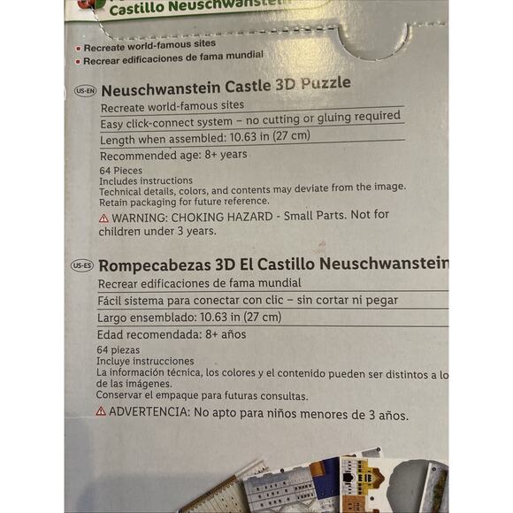 Puzzle Playtive Neuschwanstein Castle 3D 64 piece Architecture NEW SEALED - Picture 4 of 7